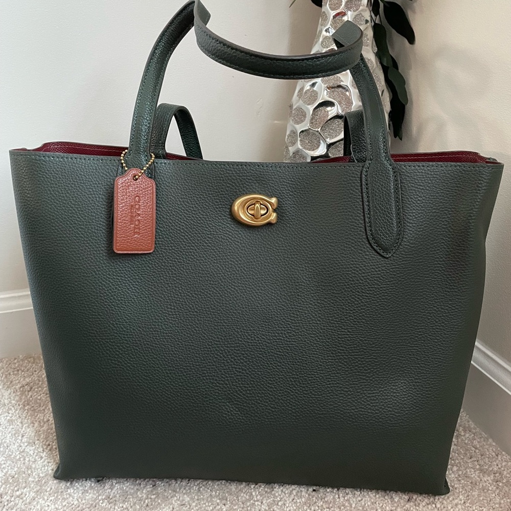 Willow Tote In Colorblock With Signature Canvas Color:Amazon Green Multi